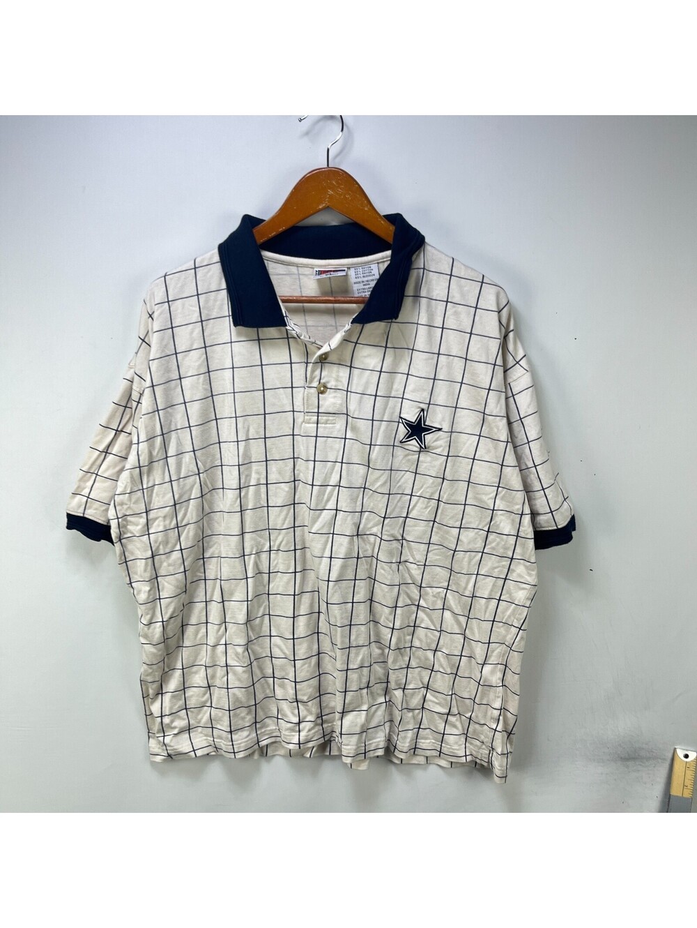 Vintage Dallas Cowboys Star Logo Grid Polo Shirt XL